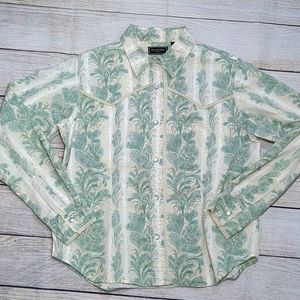 Bit & Bridle Green Paisley Western Snap Shirt